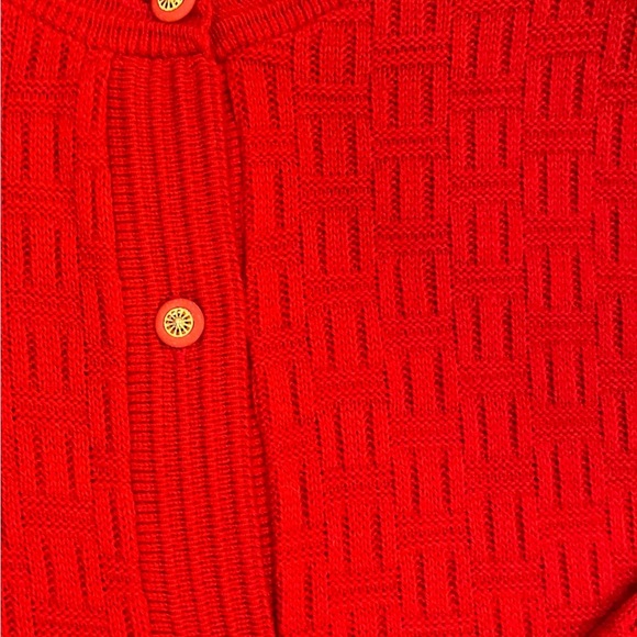 Vintage Separate Scene Red Knit Cardigan approx. M/L shoulder pads/cute buttons - Picture 9 of 10